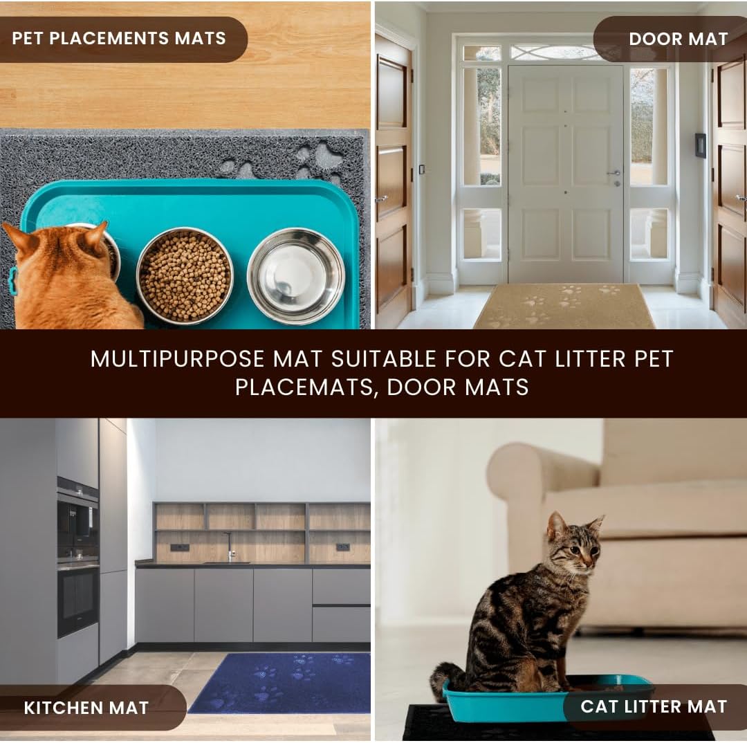 Andalus Small Cat Litter Mat, Pack of 2 - Waterproof, Non-Slip & Easy to Clean Cat Litter Box Mat for Extra Efficient Pet Litter-Trapping, Brown (15.75” X 11.75”)