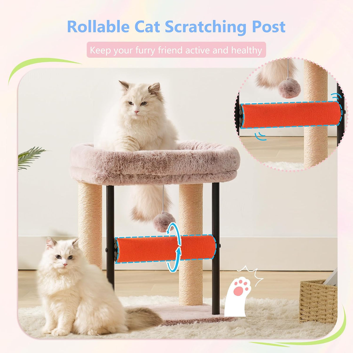Hey-brother Cat Tree, Sturdy Tower with Sisal-Wrapped Columns, MPJ010SMU