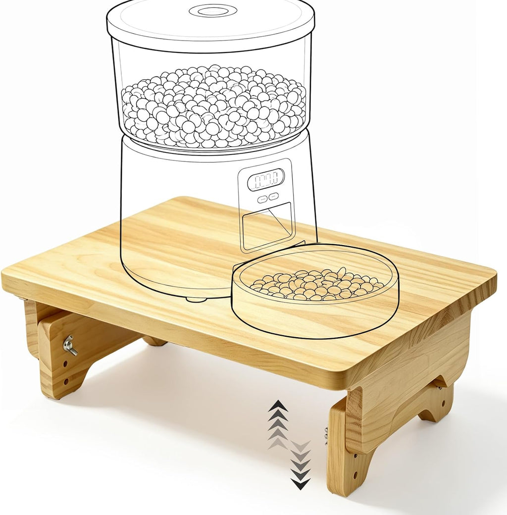 SZEE Adjustable Cat Food Stand, Elevated Cat Feeder Stand, 3-Height Setting