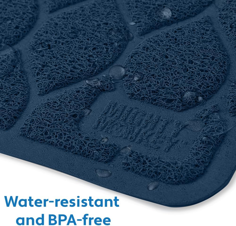 MIGHTY MONKEY Waterproof Cat Litter Box Mat, BPA Free, 24x17 Navy | Easy Clean Floors, Textured Backing, Soft on Sensitive Kitty Paws, Cats Accessories, Less Waste, Stays in Place