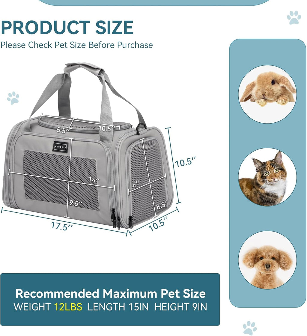 PETSFIT Cat Carrier, Grey, Small and Medium Cats Under 12 Lbs