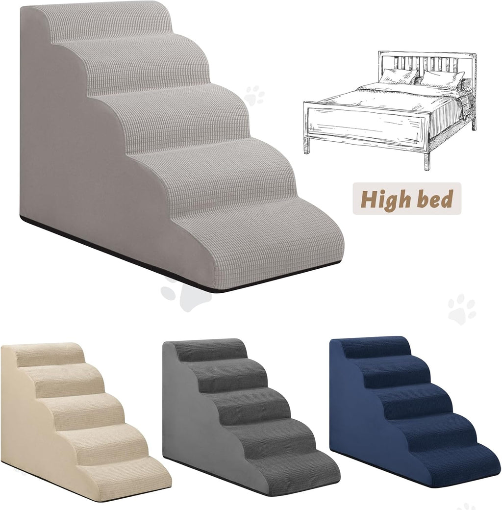 Aodisman Dog Stairs for High Bed,5-Step Pet Ramp for Small Dogs and Cats