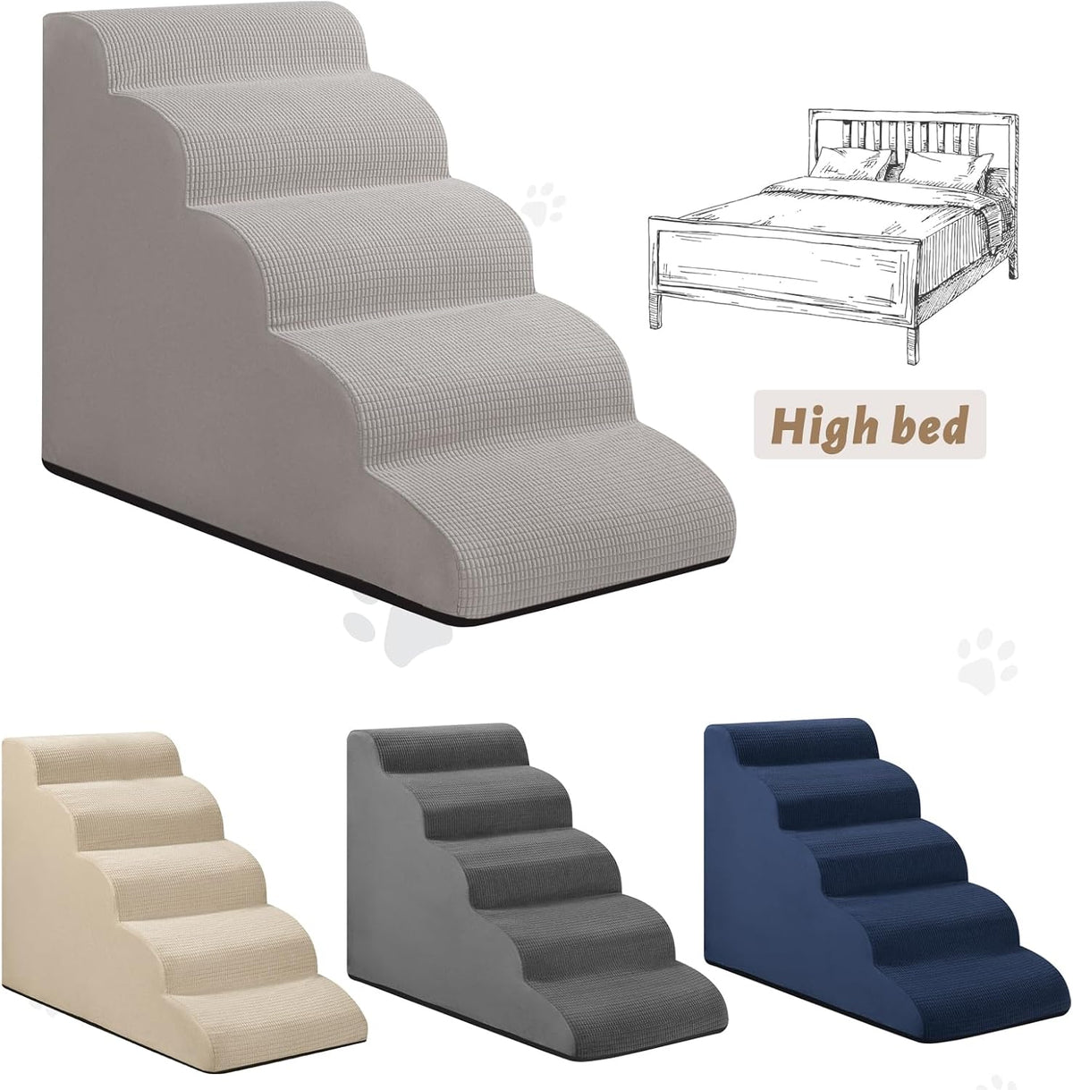 Aodisman Dog Stairs for High Bed,5-Step Pet Ramp for Small Dogs and Cats