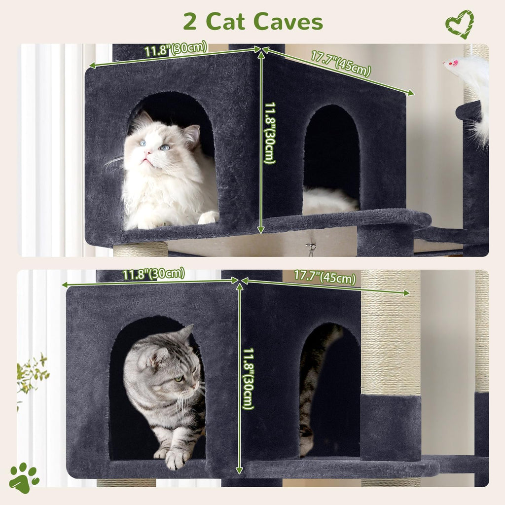 Globlazer Sturdy Extra Large Cat Tower for Indoor Cats, S81C, Dark Grey
