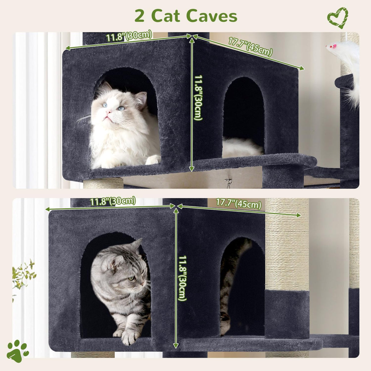 Globlazer Sturdy Extra Large Cat Tower for Indoor Cats, S81C, Dark Grey