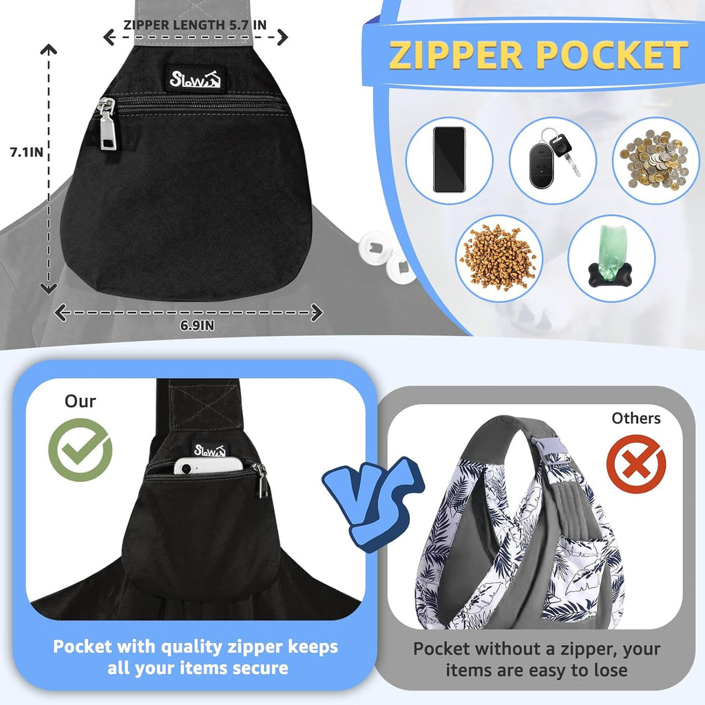 SlowTon Dog Carrier Sling - Thick Padded Shoulder Strap Adjustable, Black M