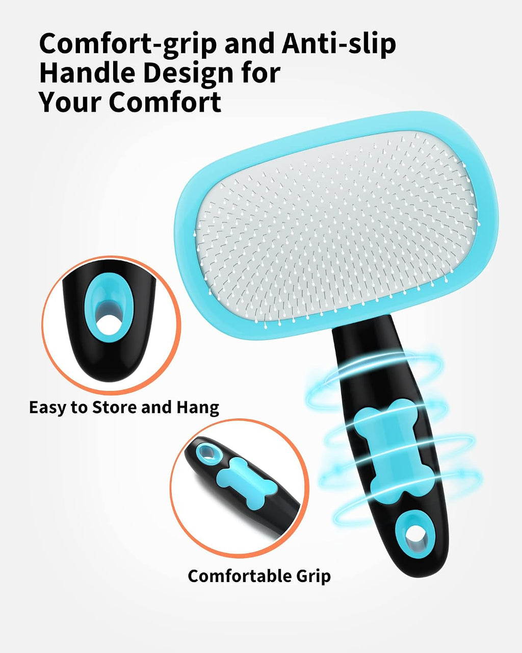 Glendan Dog & Cat Brush- Slicker Pet Brush- Shedding Grooming Tools (Blue)