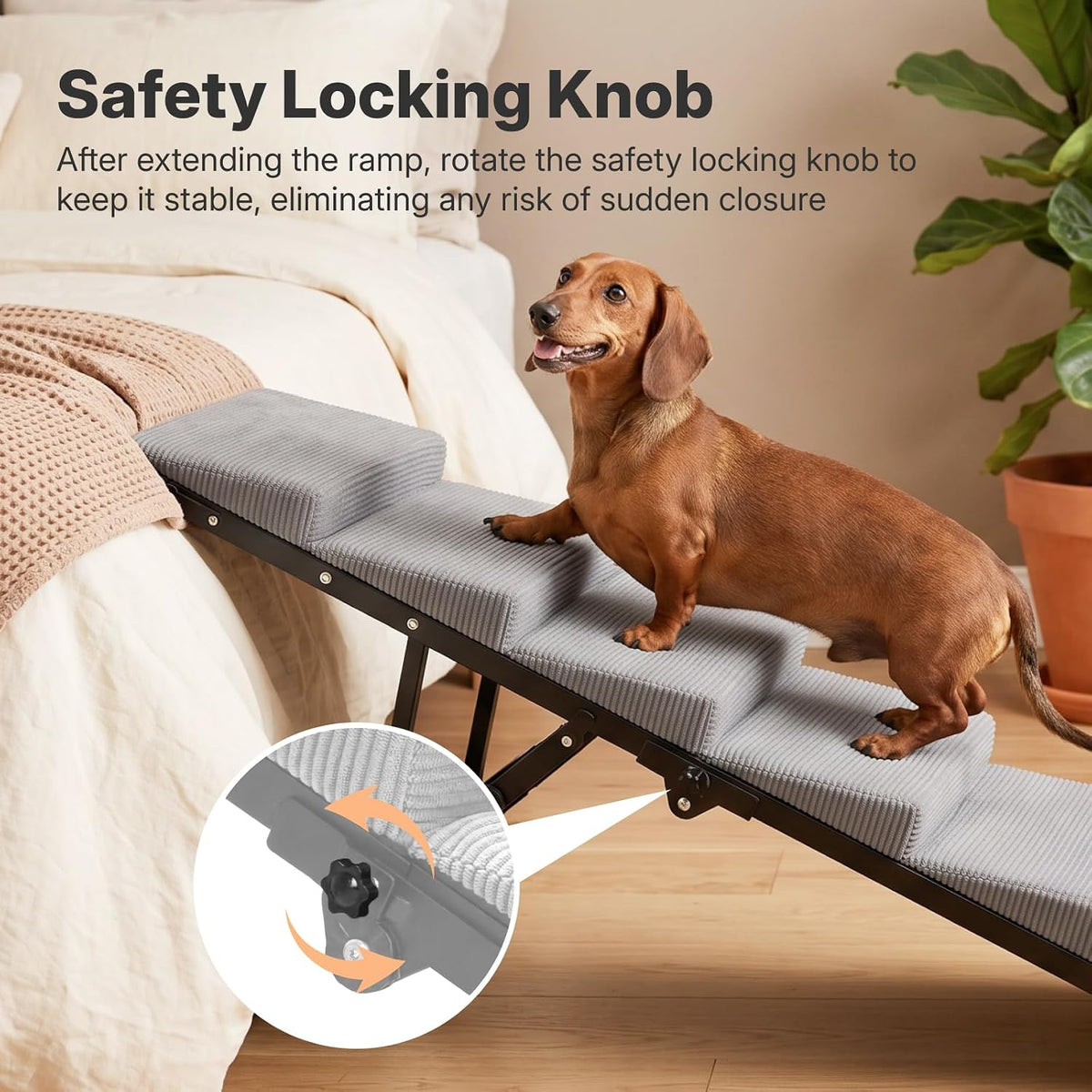 Veehoo Dog Ramp for Bed Couch, Foldable Pet Stairs for Large Dogs 17"-23" H