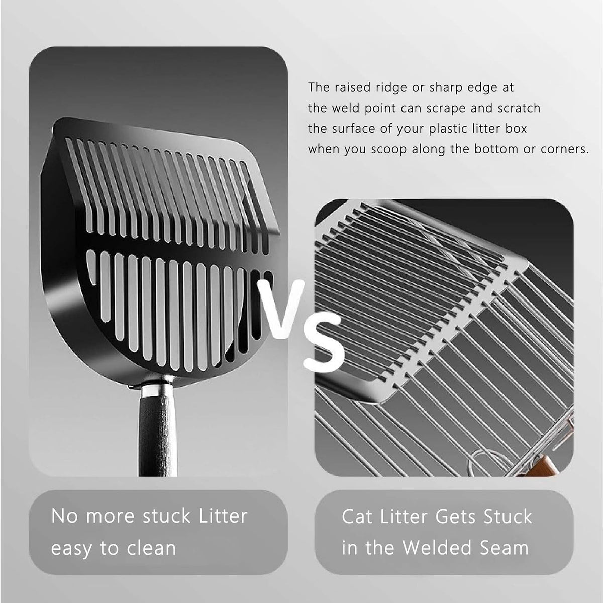 DHXYZZB Cat Litter Scoop Stainless Steel Litter Shovel, Heavy Duty Litter Sifter, Litter Scooper with Wooden Handle Large Scoop for Fast Sifting Easy to Clean