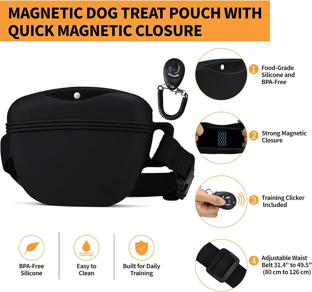 Silicone Dog Treat Pouch with Training Clicker