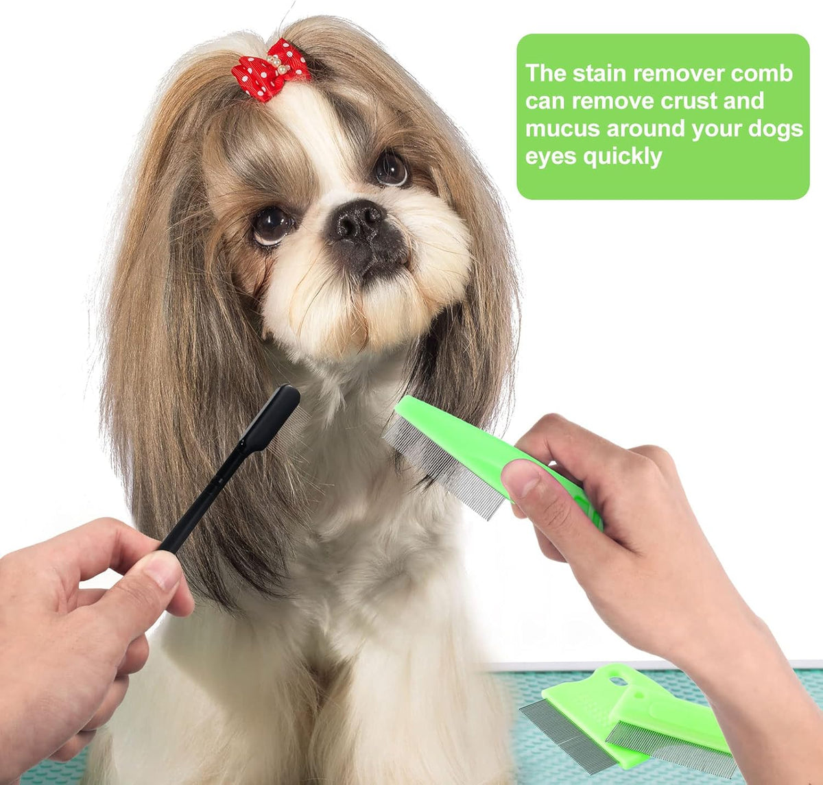Boao 5 Pcs Dog Eye Comb Tear Stain Remover Grooming, Green, Black