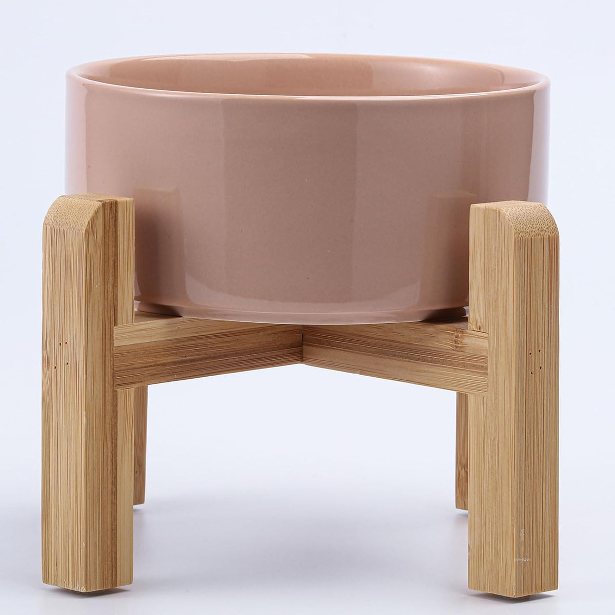 Petygooing 28 OZ Elevated/Raised Ceramic Dog Bowl for Small Medium Breeds, Dog Food Water Dish with Stand,Pet Bowl with Anti Slip Rubber for Cats Small and Medium Dogs (3.6 Cups) Khaki 