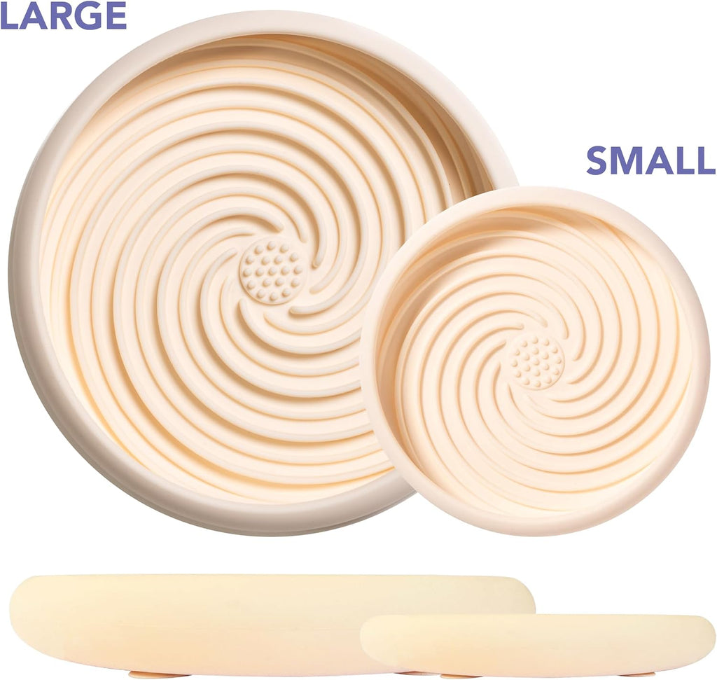 Lick Dish - Silicone Lick Mat + Slow Feeder for Cats & Small Dogs (Almond)