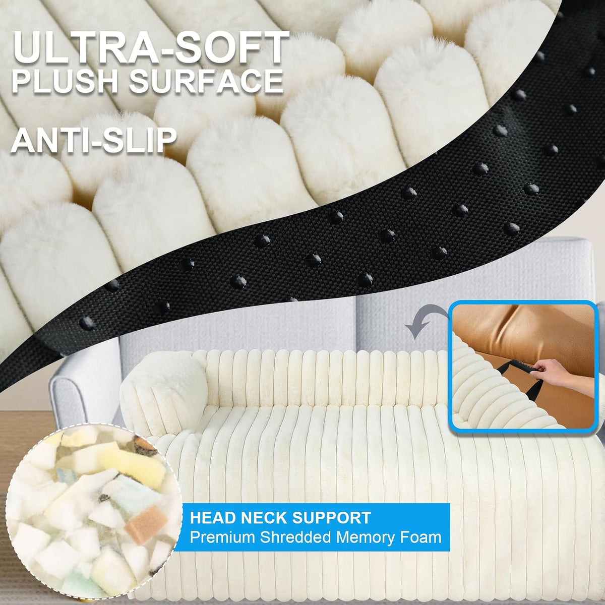 Luxurious Dog Couch Bed, Dog Sofa Bed, Couch Protector For Dogs(White, XXL)