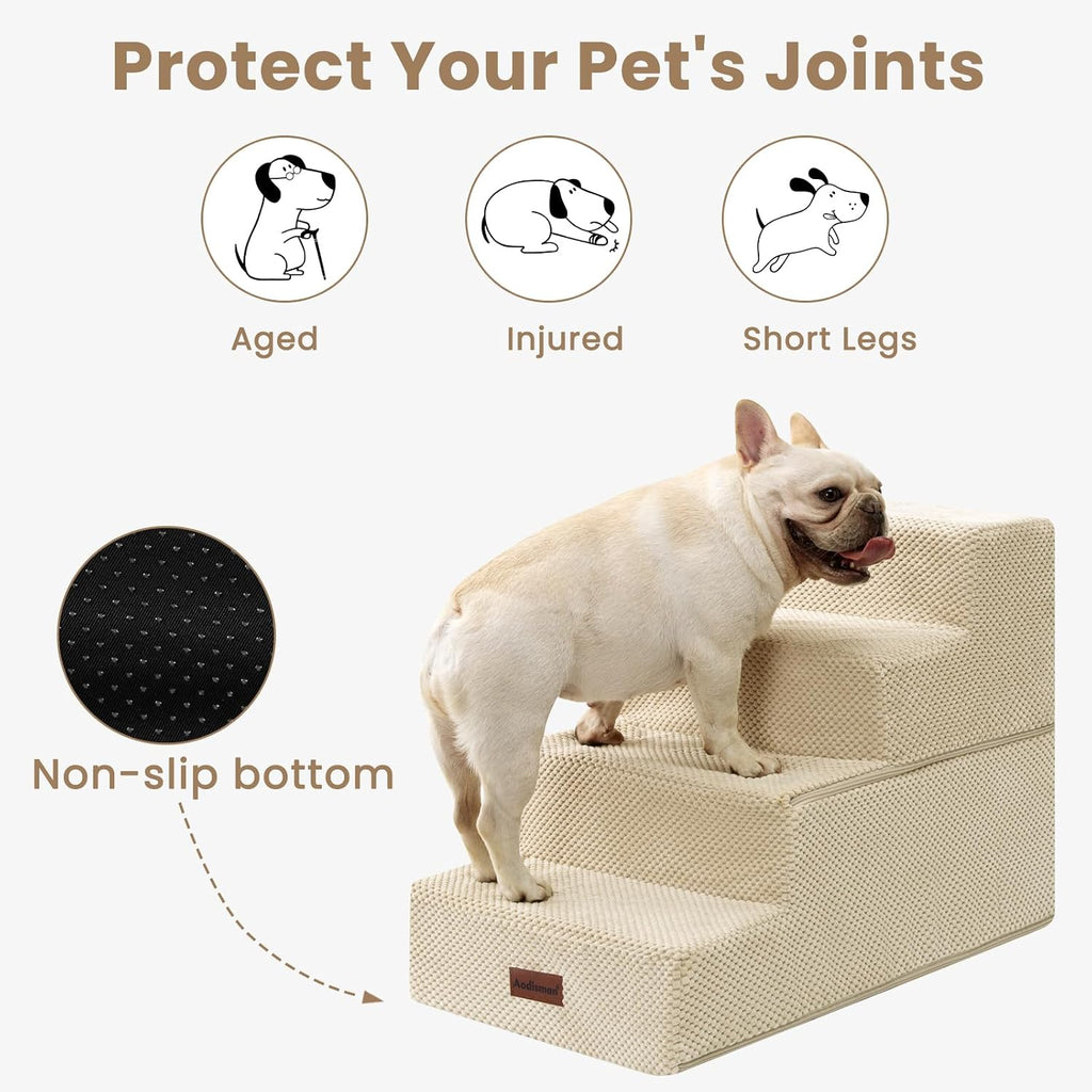 Aodisman Dog Steps for Bed & Couch,18.5" H 4-Step Pet Stairs for Small Dogs