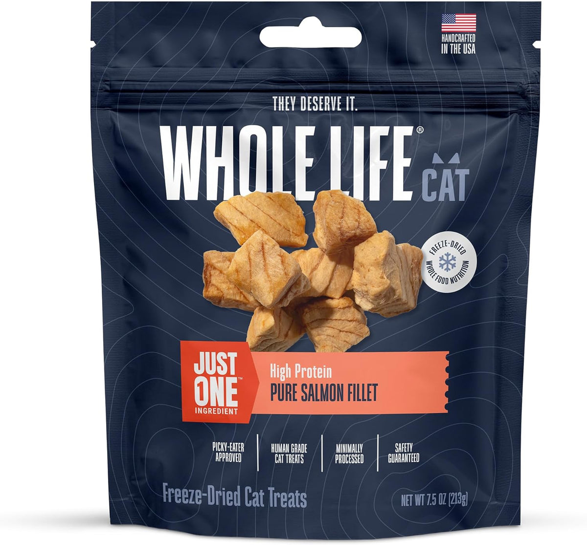 Whole Life Cat Just One Salmon Freeze Dried Cat Treats - 7.5 oz (Pack of 1)