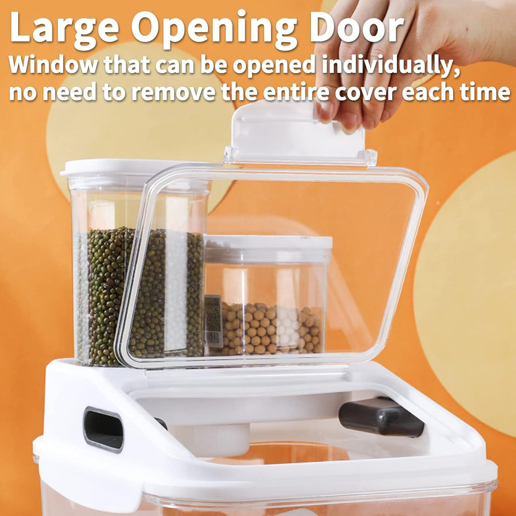Fhiny 5.5LB Dog Food Storage Container, Airtight Pet Treat Bin Translucent Dry Food Grain Storage Barrels Sealed Bucket Moisture-Proof Plastic Cat Puppy Food Bin with Seal Locking Lid Keep Fresh