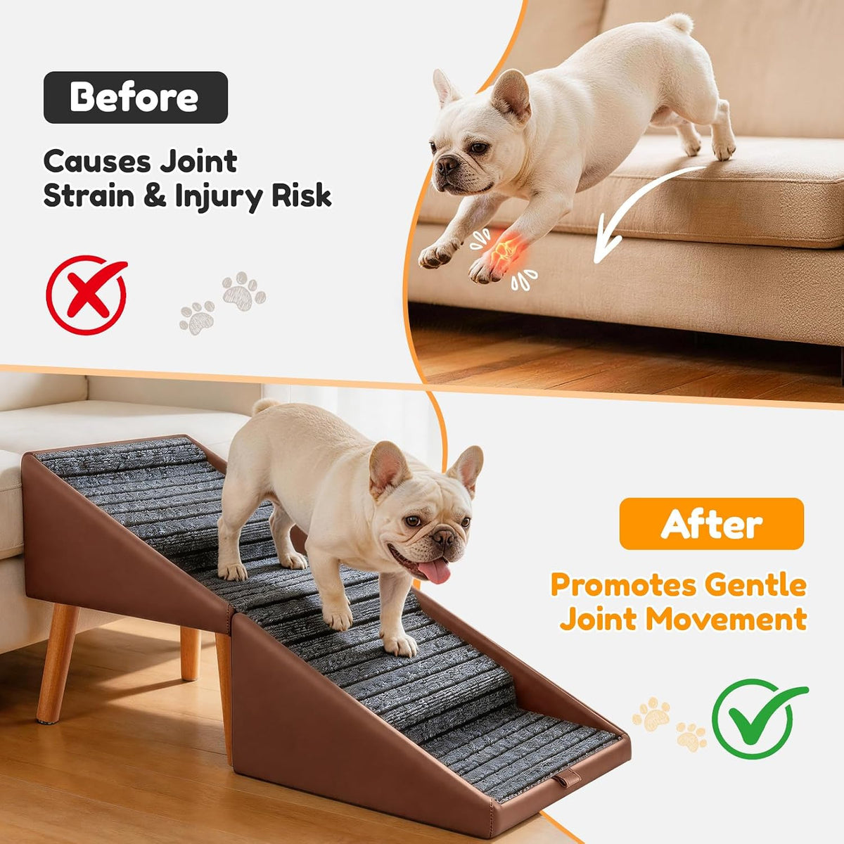 17" H Dog Stairs for Small Dogs – 4-Step Non-Slip Dog Ramp for Couch
