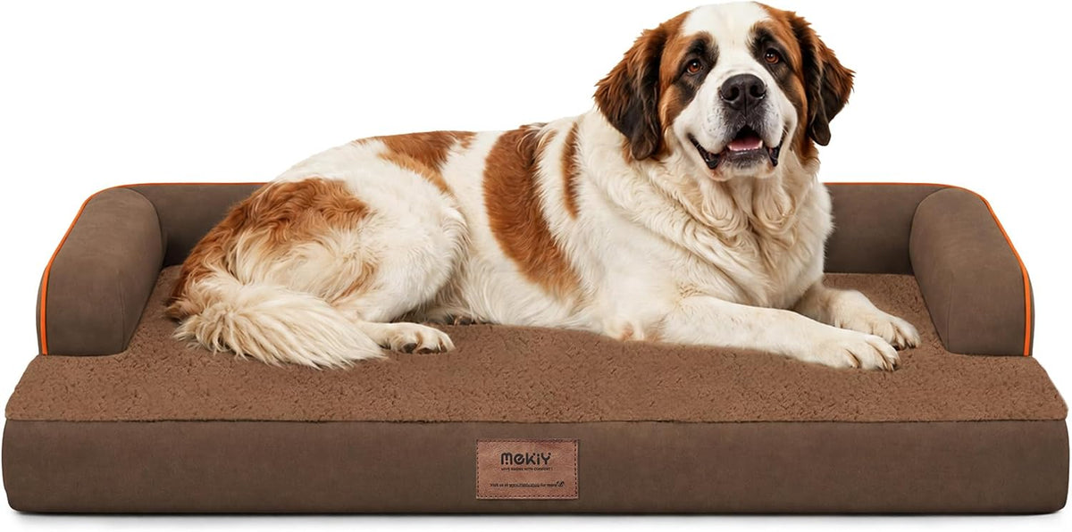 MEKIY Orthopedic Waterproof Jumbo Dog Bed with Bolster for Extra Large Dogs