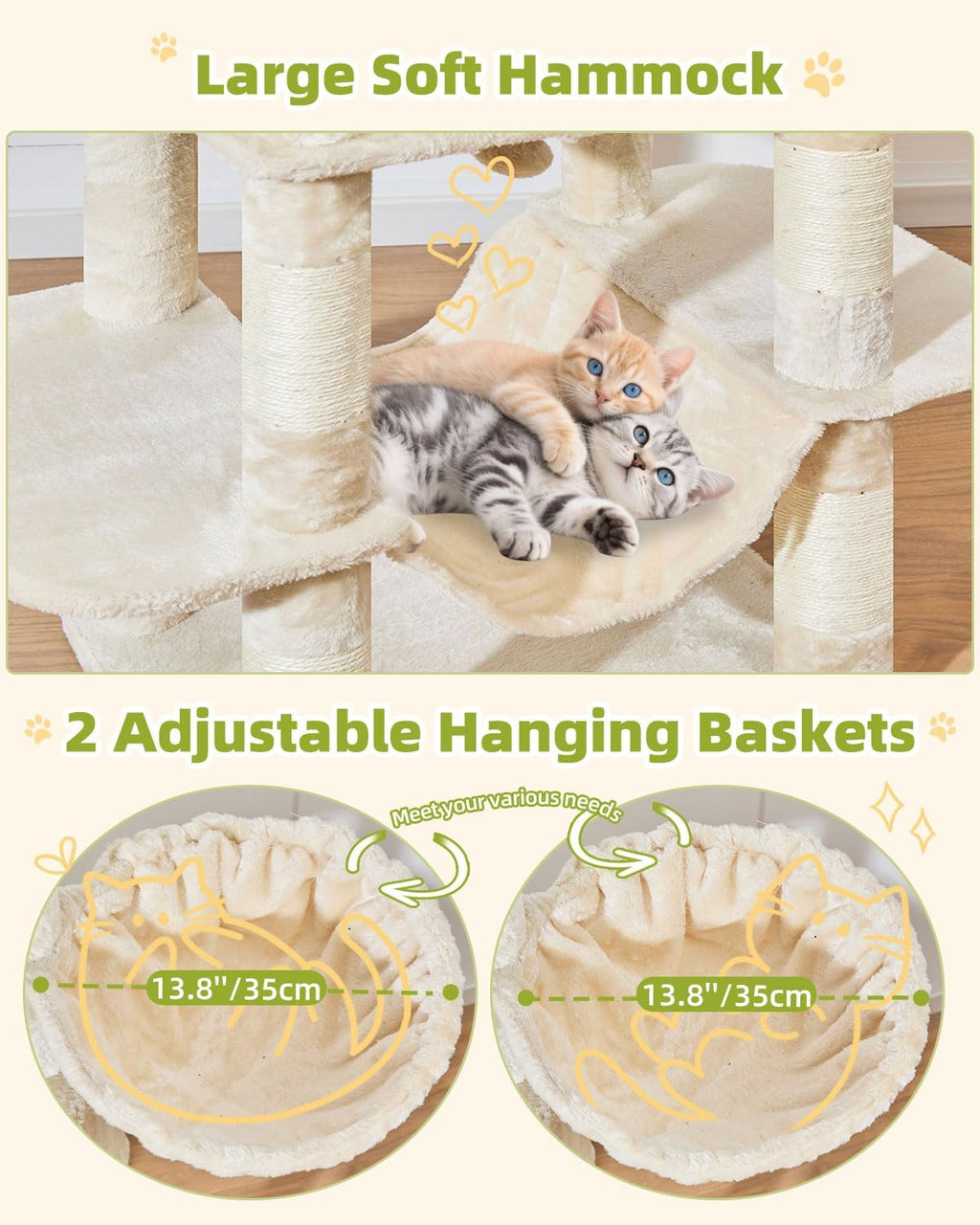 Taoqimiao 76in Cat Tree, Tall Sturdy Cat Tower for Large Indoor Cats MS046M
