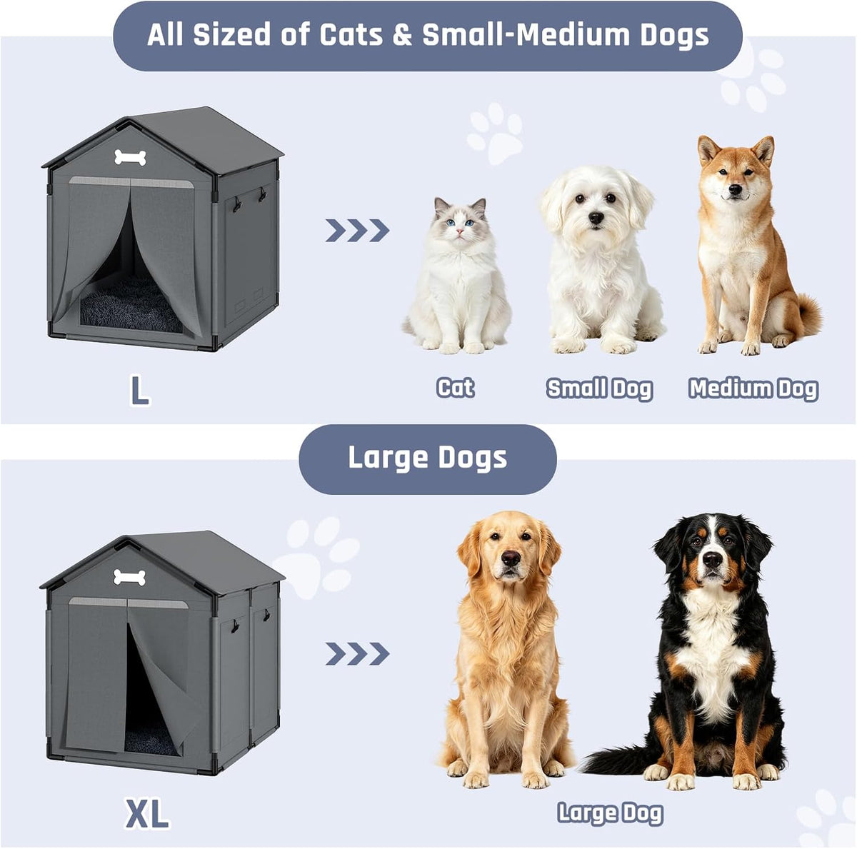 Dog House Indoor Dog Kennel Bed Mat with Cushion for Small-Large Dogs Cats