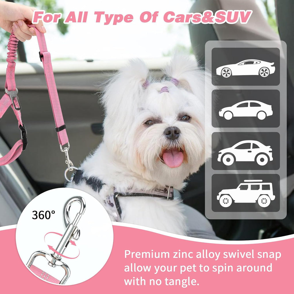 BWOGUE 2 Pack Dog Seat Belt for Car, Elastic Bungee Buffer Safety Seat Belt