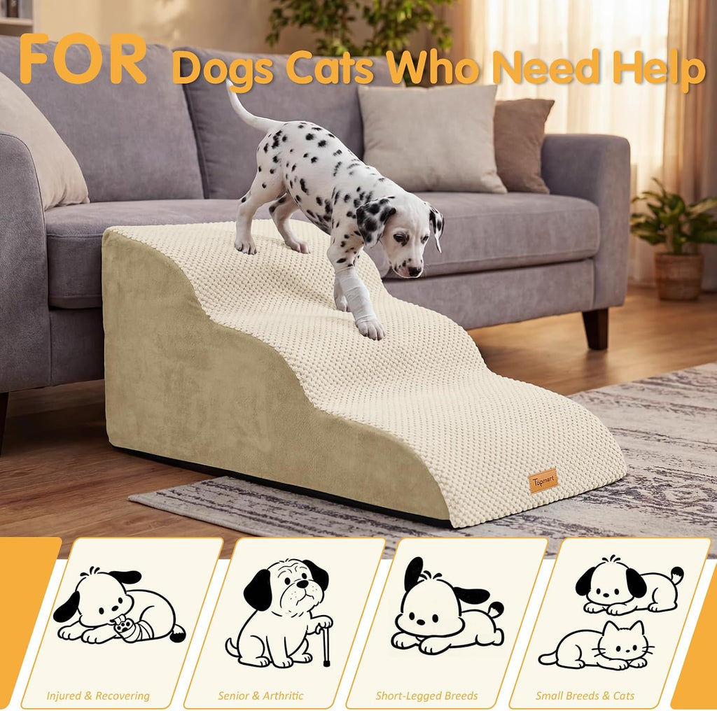 Topmart High Density Extended Foam Dog Ramp&Steps 3 Tiers,15.7" High