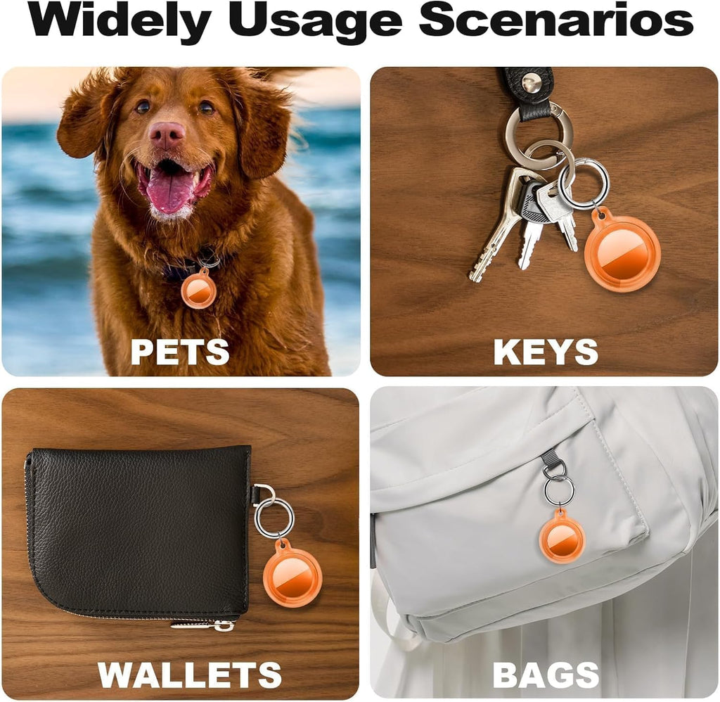 IPX8 Waterproof Case for AirTag 2nd Gen (2026) & 1st Gen, Full Body Holder Keychain, Anti-Scratch Cover for Apple for Air Tags, Luggage, Pet Collar, Car Keys, Kids（Orange）