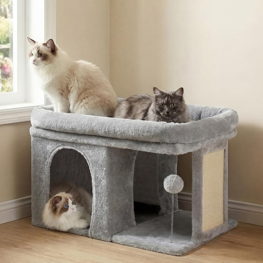 Heybly Cat Tree, 14" Cat Tower with Large Cat Bed & Condo HCT203SW