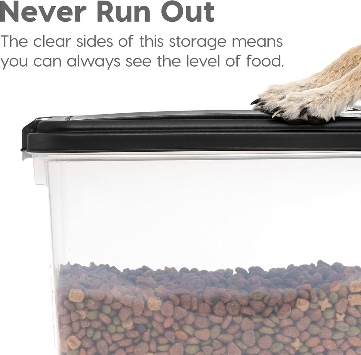 IRIS USA Dog Food Storage Container, Airtight, 30 lb Capacity, Wheels | Airtight seal keeps kibble, bird seed, and pet food fresh while wheels provide easy mobility around the home. 