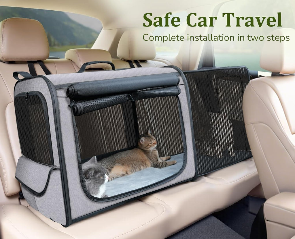 Dog Car Carrier Light Weight,Expandable,Foldable Dog Carrier, Gray