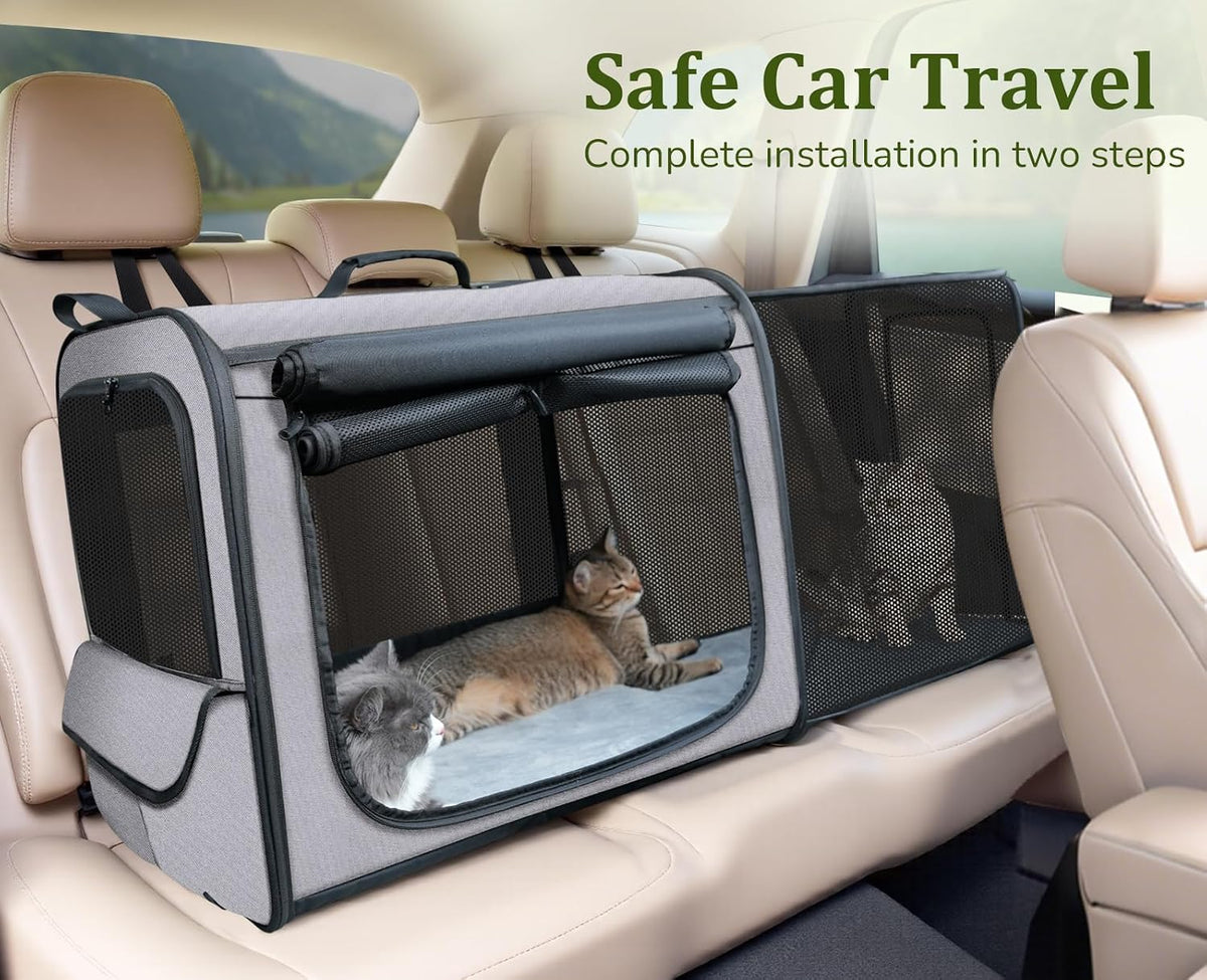 Dog Car Carrier Light Weight,Expandable,Foldable Dog Carrier, Gray