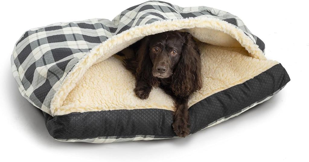 Snoozer Rectangle Cozy Cave Dog Bed, Hooded Dog Bed, Barkley B Diamond (XL)
