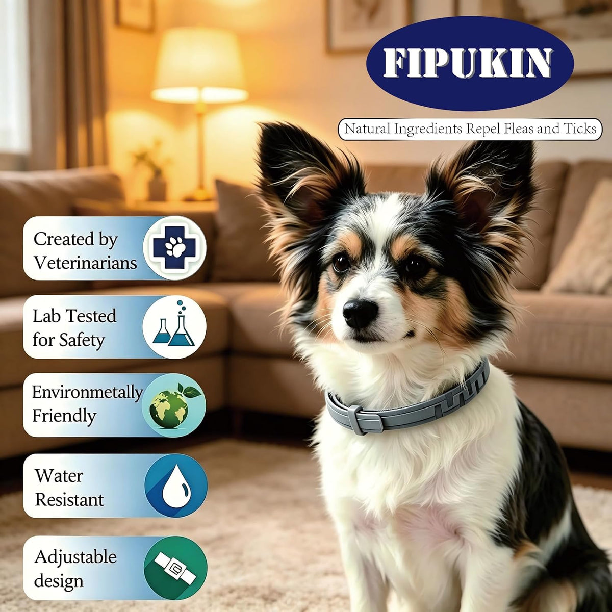 Flea and Tick Collar for Small Dogs, 2‑Pack | 8‑Month Waterproof Protection with Natural Essential Oils | Includes Comb & Tick Removal Tool