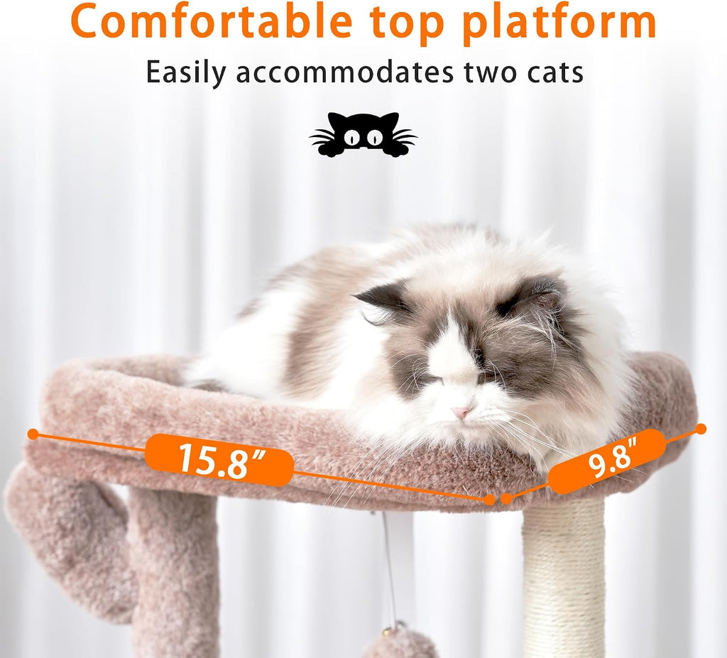 Heybly Cat Tree, 39" Tower with All-Sisal Wrapped Scratching Post HCT006SMU