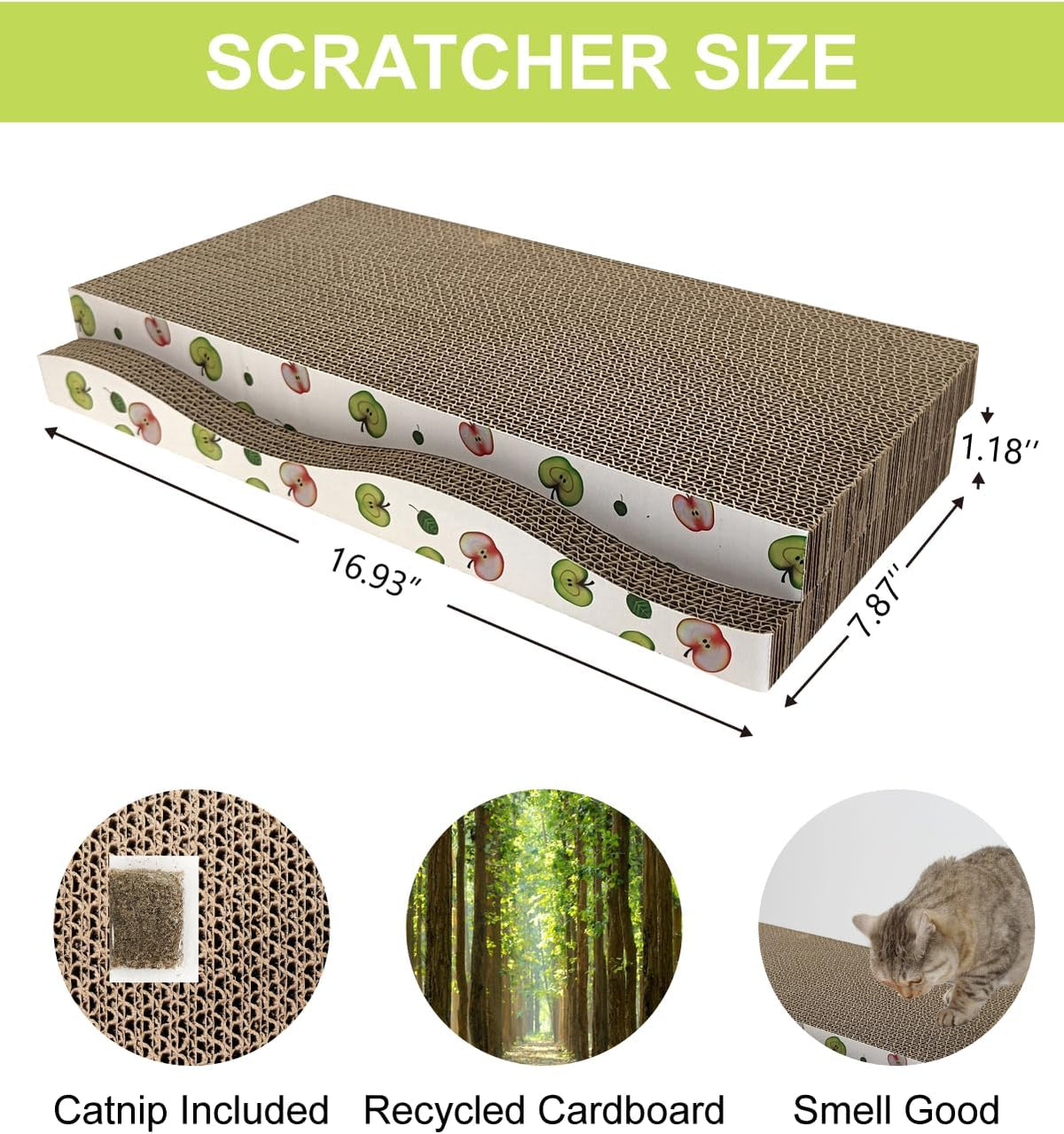 TIMHAKA Cat Scratching Board, Corrugate Cat Scratcher with Catnip, 2 Pack