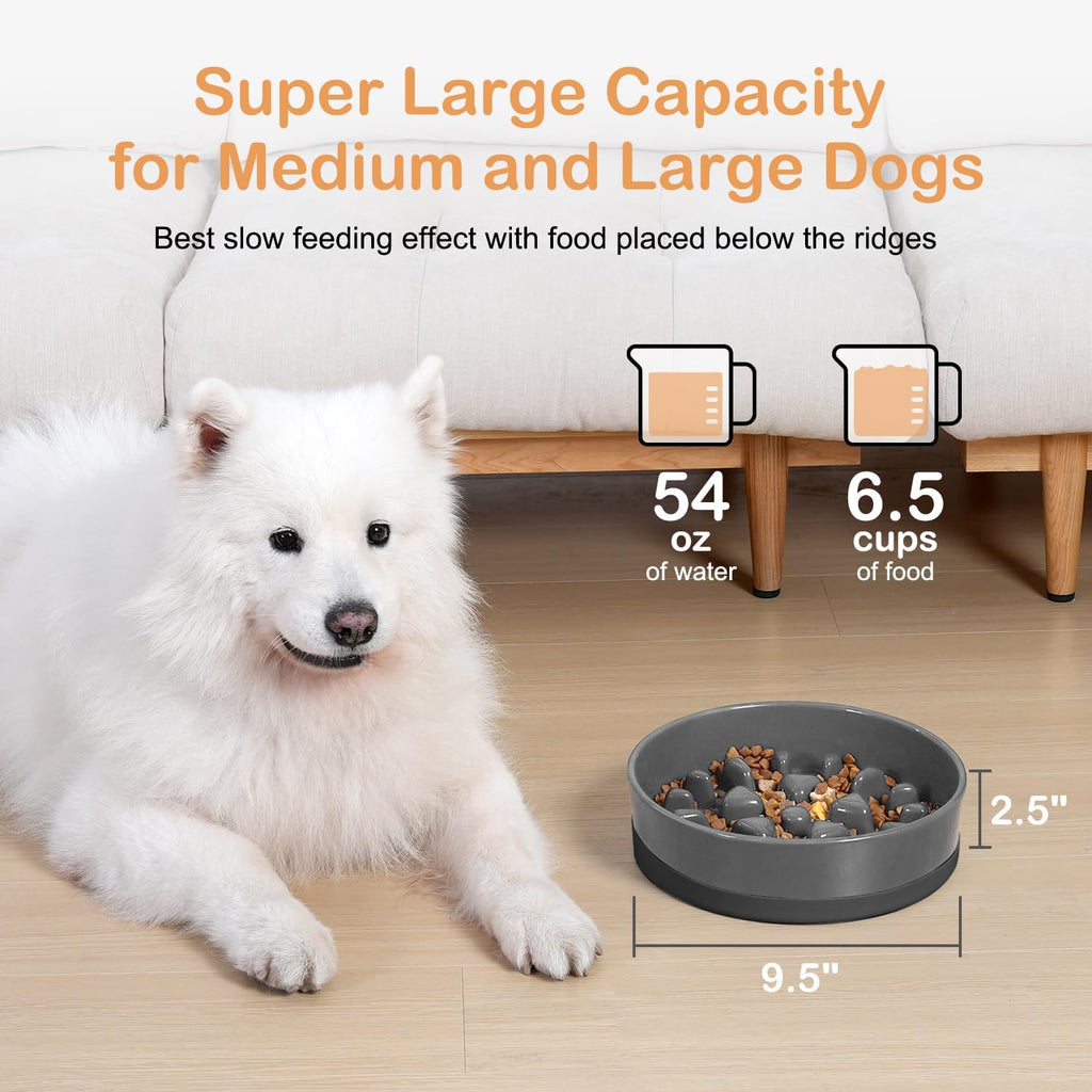 Sted Ceramic Slow Feeder Dog Bowls for Medium Large Breed