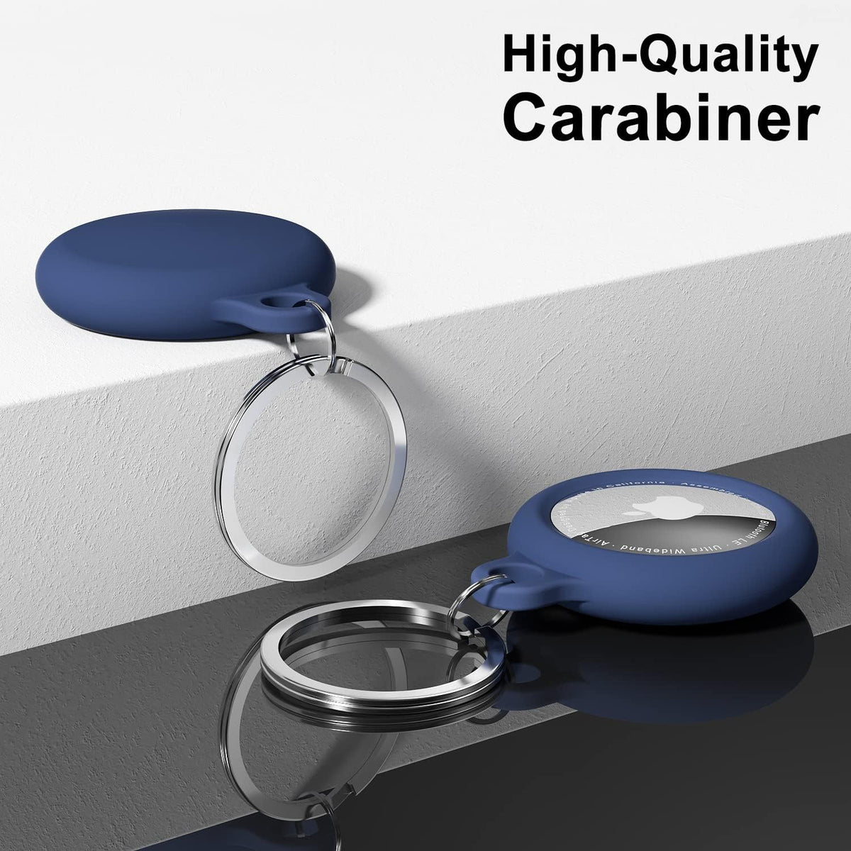 Oakxco for Airtag Keychain Silicone, Airtag Holder with Key Ring, Air Tag Cover Cute Accessories for Kids, Luggage, Car Dog Collar, Car, Compatible with Apple Airtag Case Waterproof Tracker, Navy Blue