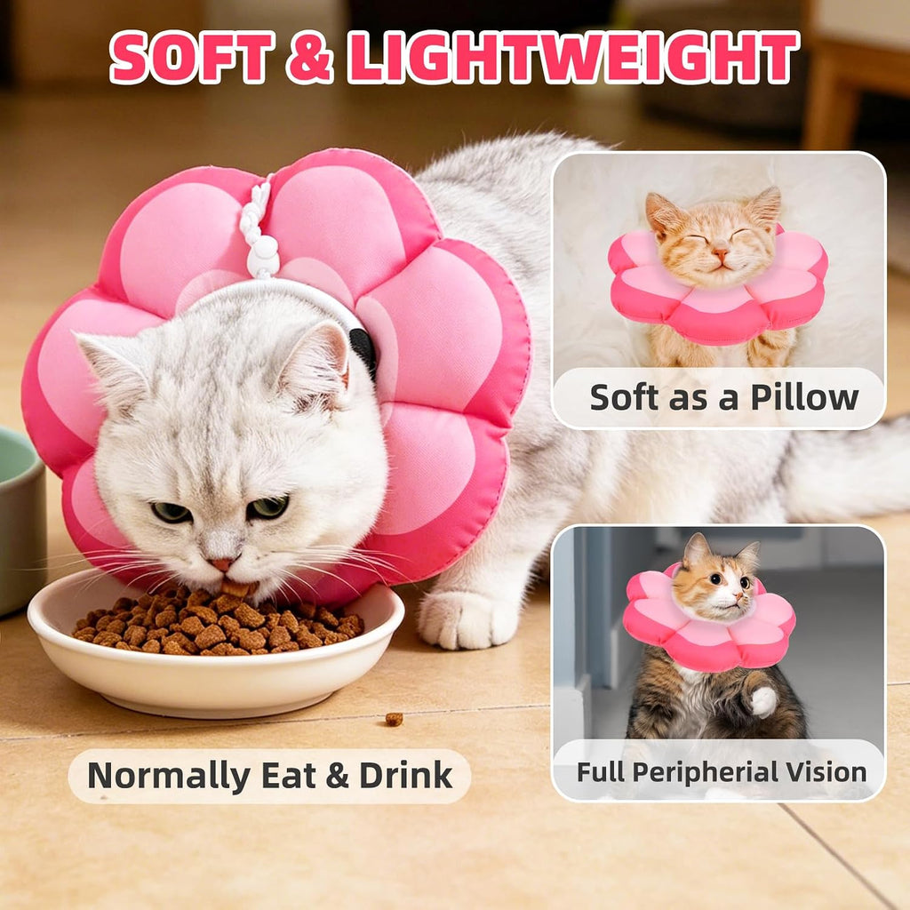 PUPTECK Cat Cone Collar, Soft Kitten Recovery Collar, Lightweight Anti-Bite Lick Elizabethan e Collar for Cats Puppy After Surgery, Pink S
