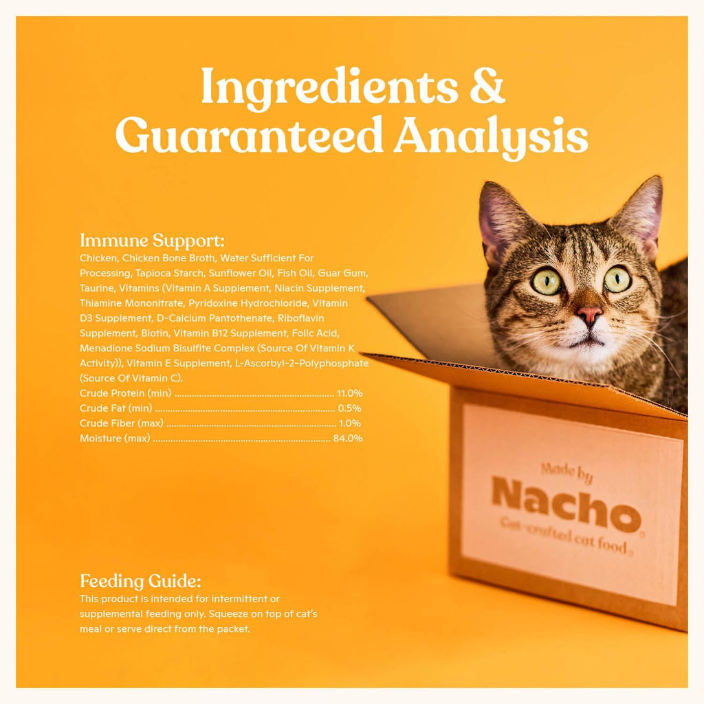 Made by Nacho Functional Mousse Sachets, Lickable Cat Treats, 12 Count with Bone Broth, 0.5 oz, No Grains, Corn, Wheat or Soy