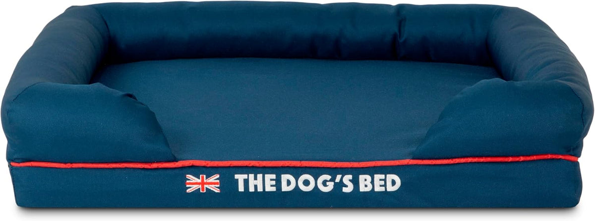 The Dog’s Bed Replacement Outer Cover, Oxford Fabric, Blue with Red Trim & UK Flag, Small