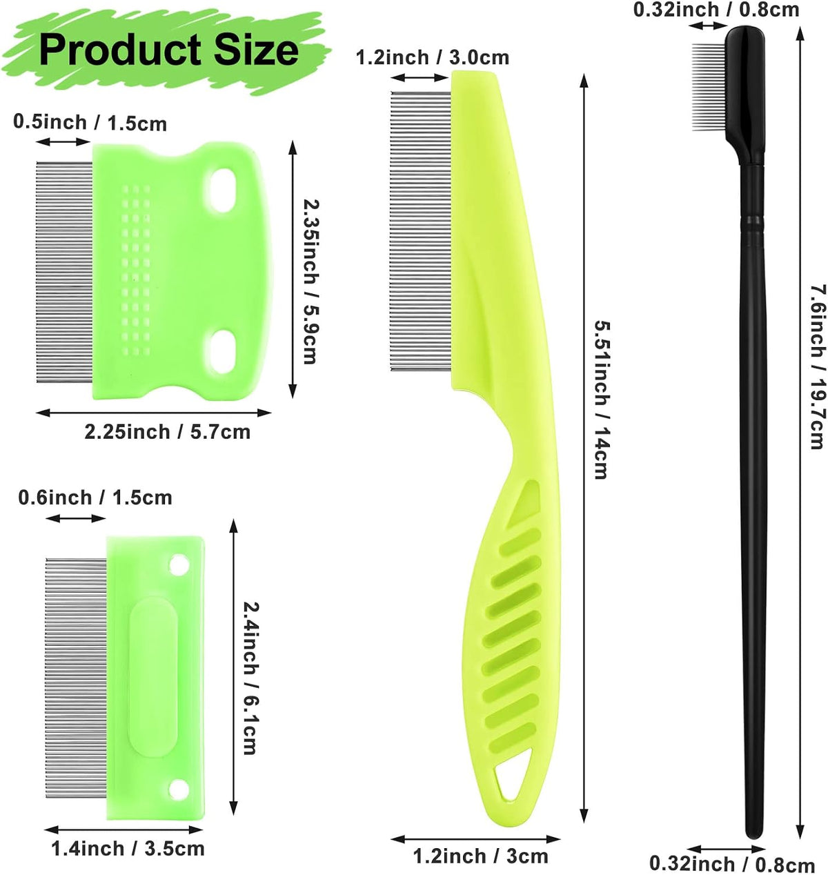 Boao 5 Pcs Dog Eye Comb Tear Stain Remover Grooming, Green, Black