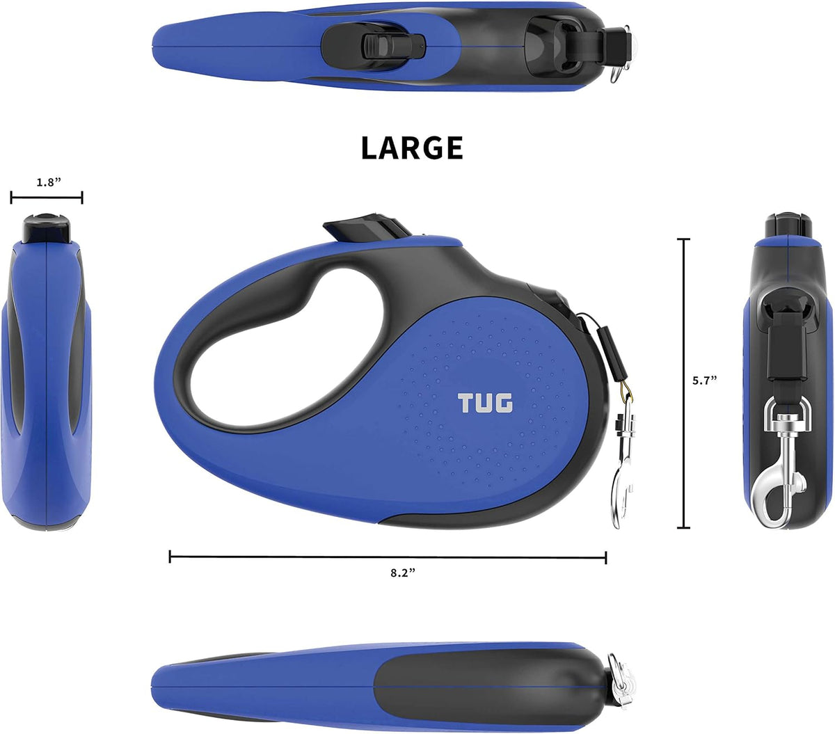 TUG Original Retractable Dog Leash, 16 ft (Large, Blue)
