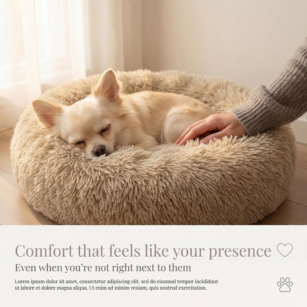 nononfish Round Dog Bed for Small Dogs,Calming Donut Plush Bed