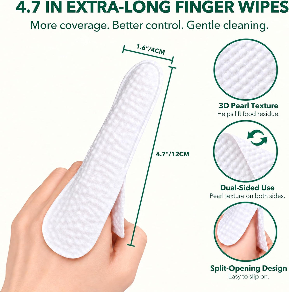 Extra-Long Dental Finger Wipes with Split Opening
