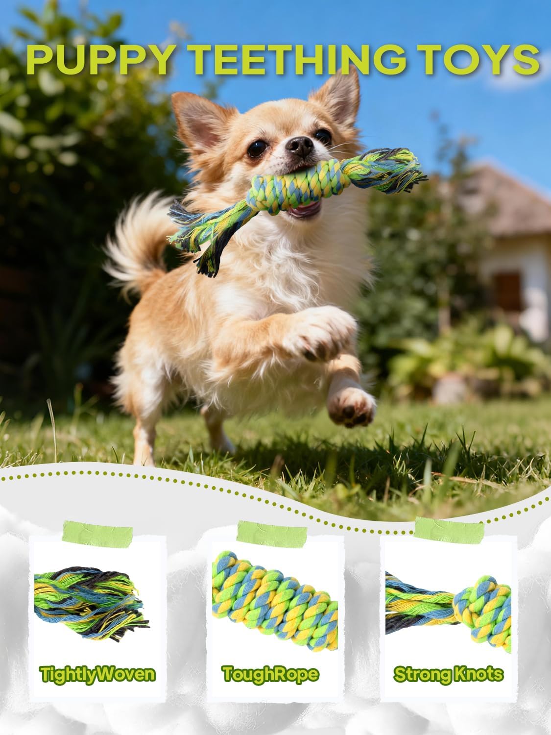 TwoEar Dog Rope Toy 9 Pack - Puppy Teething Toys for Small Medium Breed | Indestructible Dog Chew Toys for Aggressive Chewers - Cotton Tug of War Dog Toys for Boredom, Teeth Clean