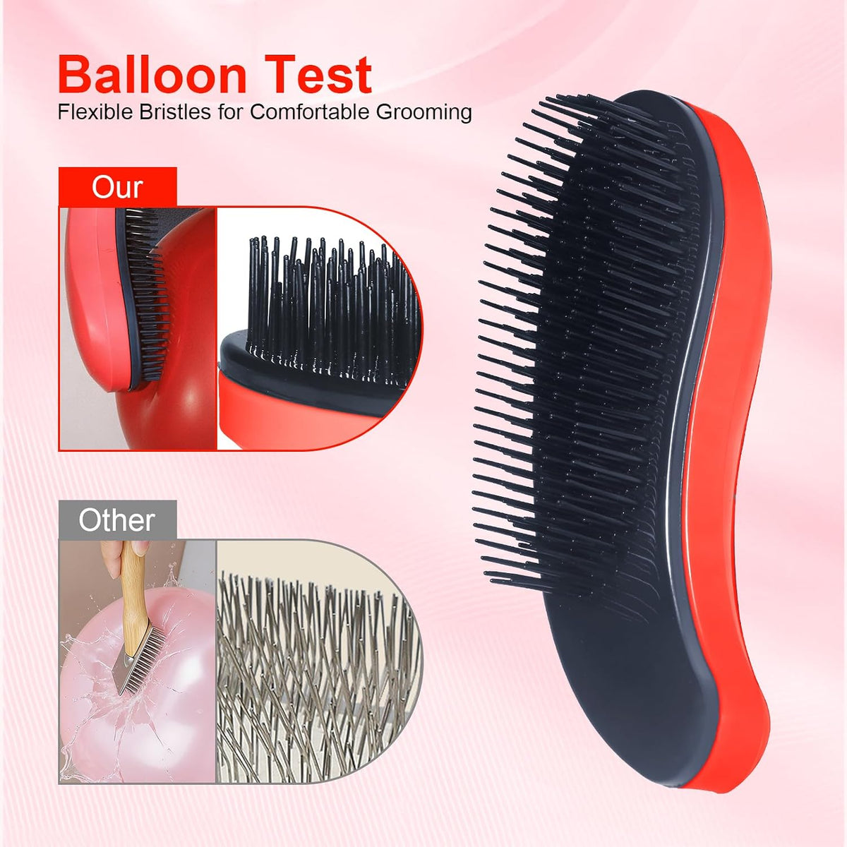 Small Dog Brush, Skin-friendly Soft Bristles (Orange) | Puppy Hair Brush, Massage and Bath Supplies, Pet Grooming Tool for Teddy, Yorkies, Maltese, Shih Tzu, Chihuahua