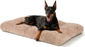 JOEJOY Large Dog Bed Crate Pad, Deluxe Plush Washable Dog Beds Fulffy Soft Kennel Pad Anti-Slip Pet Sleeping Mat for Extra Large Medium Small Dogs, 47" x 29", Beige