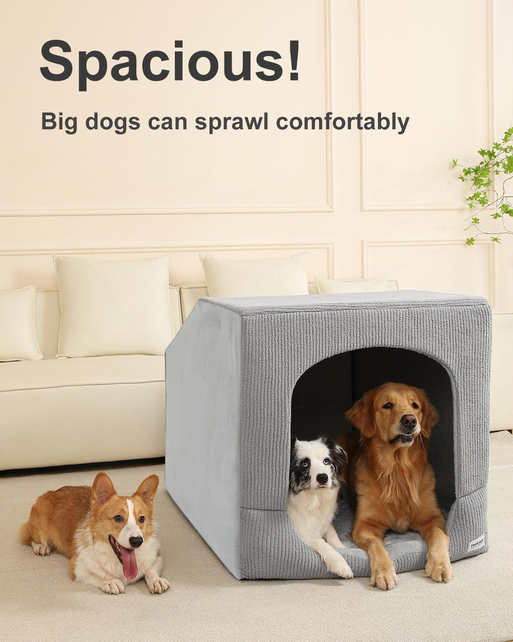 Hovicaed Indoor Dog House Extra Large Sized Dog Tent with Cave Bed 42x30ins