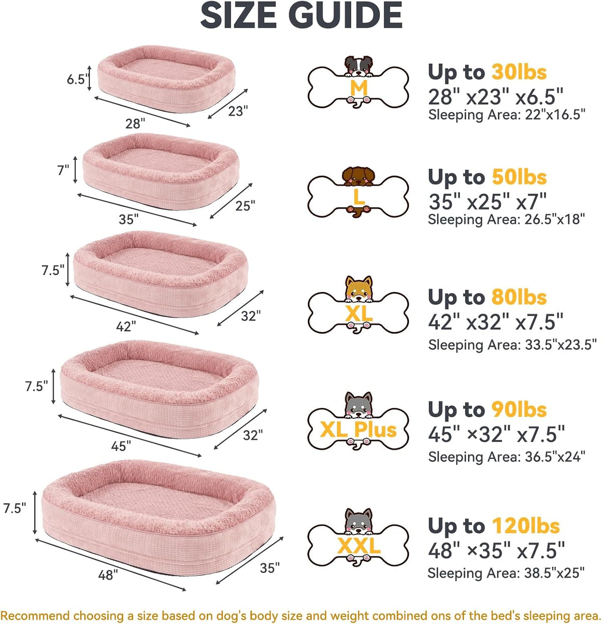 JOEJOY XL Orthopedic Dog Bed for Large Dogs, 360° Oval Bolster, 42"